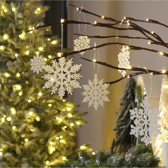 Sea Team Other - Sea-team Plastic Christmas Glitter Snowflake Ornaments Decorations Set of 36